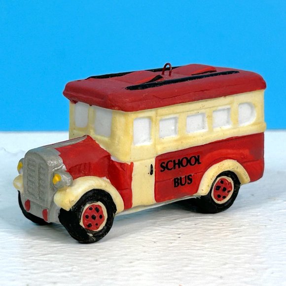 Vintage Retro Style School Bus Porcelain 2.5" Christmas Tree Ornament - Picture 4 of 5